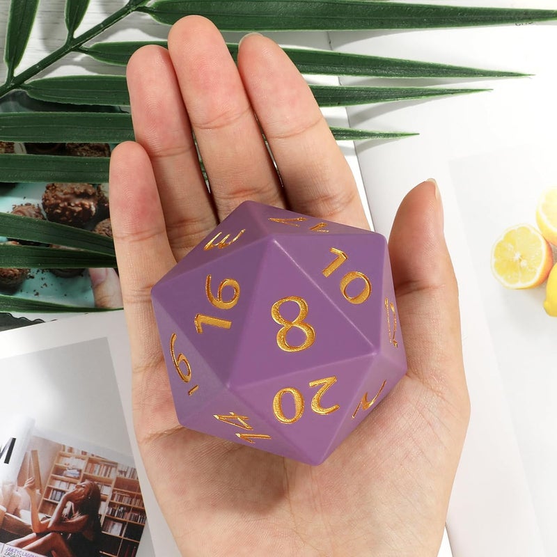 CSITORWWE 55mm Giant D20 Dice,20 Sided Resin Dice with Velvet Pouch, Titan Polyhedral Dice for TTRPG Tabletop Gaming,Dungeon Masters,RPG Adventures(Dark Purple) - Image 3
